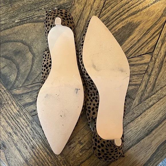 Isaac Mizrahi Brown/Black Leopard Print Kitten Heel Sling-backs, size 9.5 - Picture 6 of 8